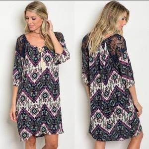 Boho lace shoulder dress
